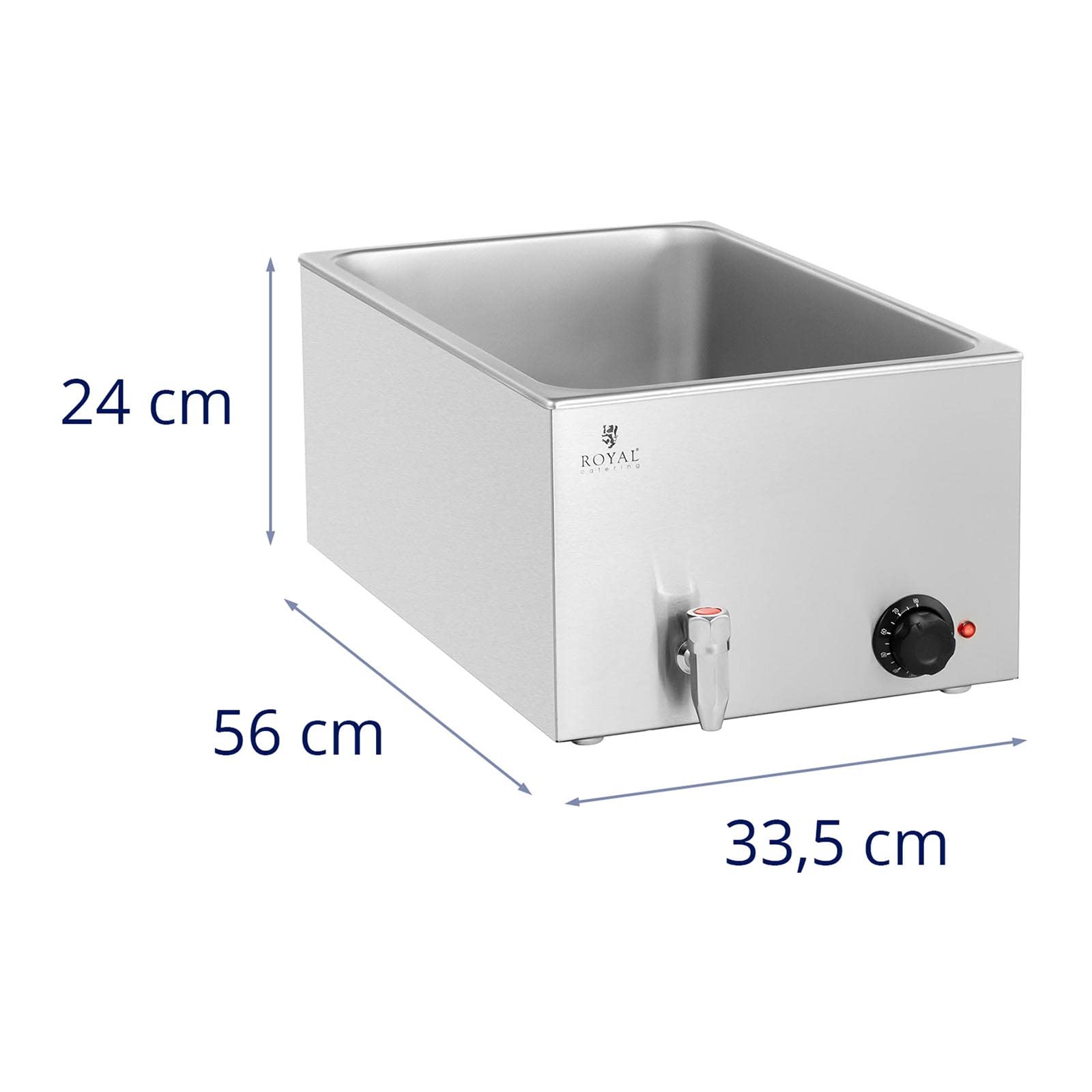 Royal Catering RCBM_GN1/1 Bagnomaria professionale 600 W GN 1/1 Senza contenitore Rubinetto di scarico