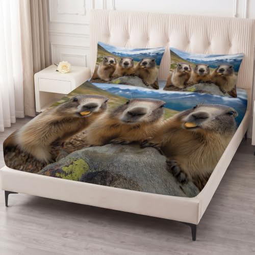 Sábana bajera ajustable de animales 135x200x30 cm de microfibra multicolor para cama doble 3