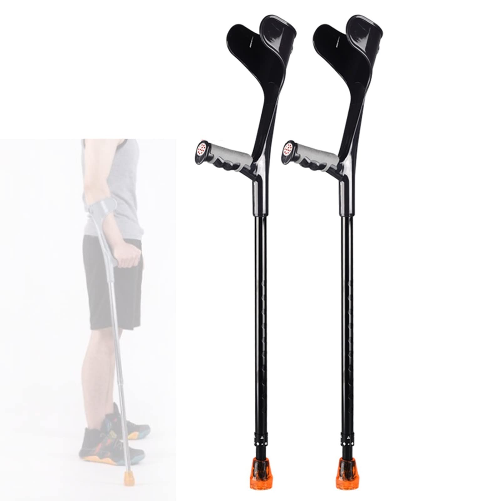 Muletas de antebrazo para Adultos, muletas Ajustables para niños, jóvenes, Ancianos, muletas de Brazo liviano para Caminar, 1 par (Color : Black)