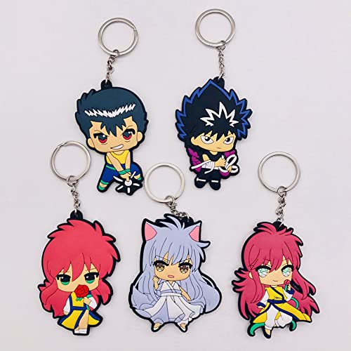 Nonuin YuYu Hakusho Porte-clés Boucle Anneau, Anime Cosplay Acrylique Porte-clés Pendentif Ornement Cadeau 5 Pièces Cover