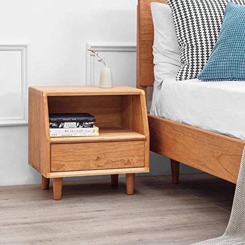 Mesita de noche, mesita de noche de madera, escritorio con lámpara con cajón con asas y compartimento de almacenamiento de estante frontal abierto, mesa auxiliar para sofá para el hogar, oficina-UN