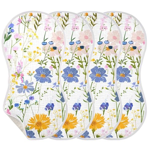 Lella Baiocchi Style Muslin Burp Cloths 22x11 Inch - 4-Layer Organic Cotton & TPU Waterproof Lining, Absorbent Baby Bibs for Boys/Girls with Hanging Loop3