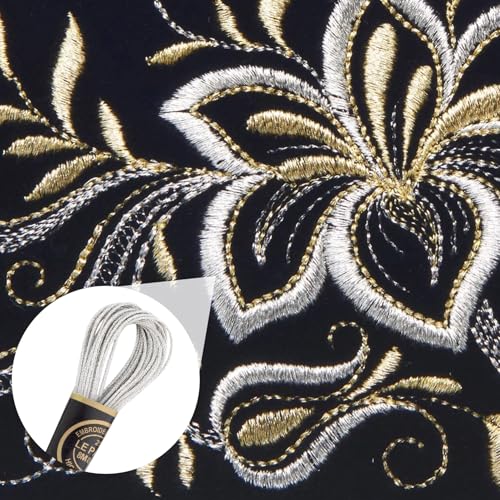 Image of 3 Skeins Metallic Embroidery Floss, Glitter Embroidery Thread String, Polyester Cross-Stitch Threads for Hand Embroidery, String Art, DIY Bracelet- Silver