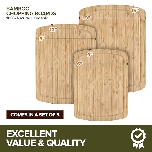 Juego de 3 tablas de cortar de bambú orgánico miniatura 2