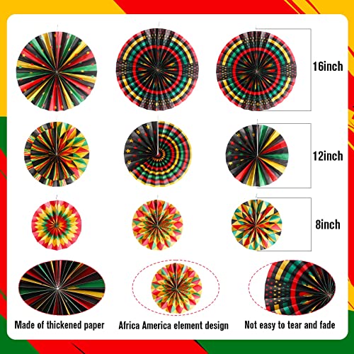 Image of Outus 9 Pcs Juneteenth Kente Paper Fans Black History Month Decor,Classic | Black History Month Juneteenth Celebrations, African American Events, Classroom Bulletin Board Wall Ceiling Kente Decor