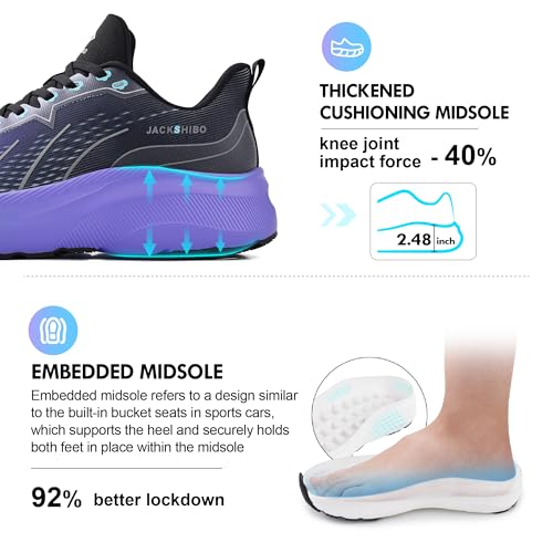 Image of JACKSHIBO Wide Toe Box Shoes Men Arch Support Slip On Zero Drop Sneakers | Slip in, Orthopedic Plantar Fasciitis, Running Walking Athletic, Tennis Workout Gym, Hands Free, Width, Thick Cushion Sole
