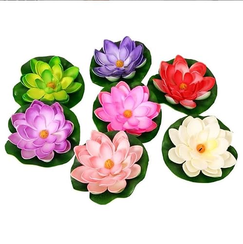 Cauaoa 4Pcs Artificial Flowers Water Lily Foam Lotus Flower Pond Decor for Pond Patio Garden Pool Garden Accessories Creative Artificial Plants and Flowers