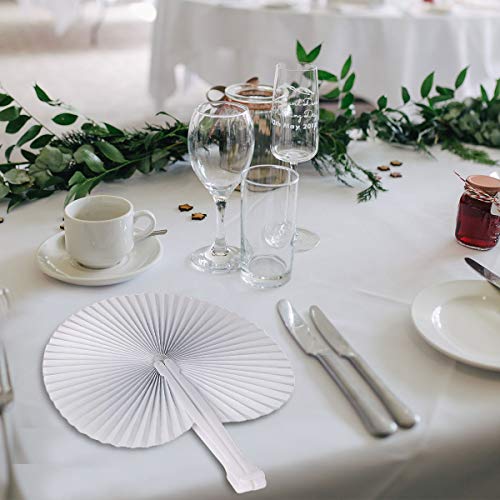 Cusfull 48 Pack White Folding Paper Fans Handheld Paper Fans For Wedding/Party/Party Favours (Round Shape) #TOP7
