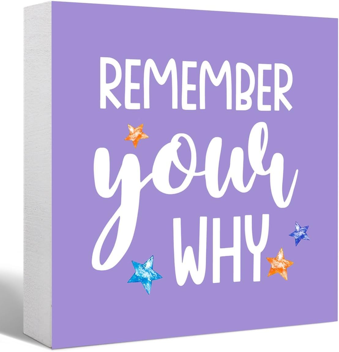 7x7 Inch Remember Your Why Wooden Box Sign Purple Motivational Decor