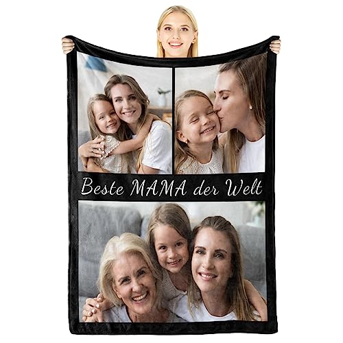 Giftove Personalisierte Decke mit Foto, 100% Flanell Kuscheldecke...