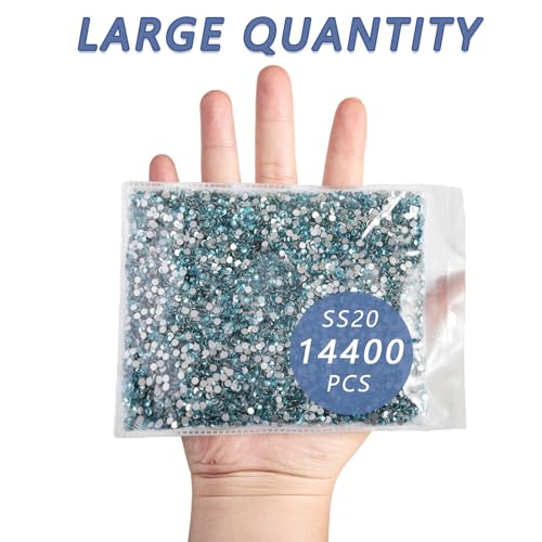 Image of Beadsland Flatback Rhinestones Bulk,14400pcs Red Rhinestones for Nails Crafts Clothes DIY Decoration, Aquamarine, SS10, 2.7-2.9mm
