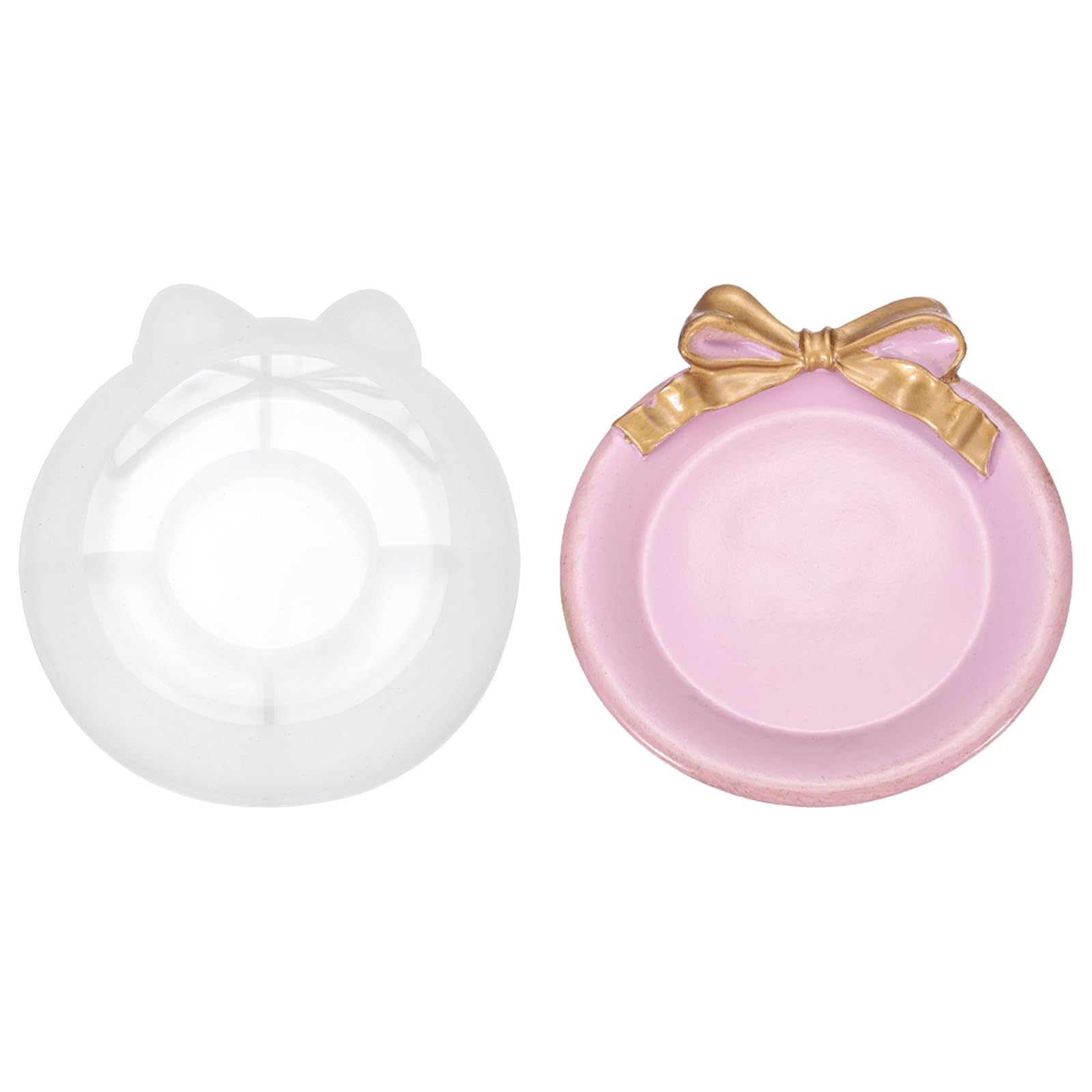 PATIKIL Bow Tray Resin Mould, Round Shape Plate Silicone Moulds for Epoxy Resin Jewelry Storage Containers Blank Casting Mould for DIY Craft Home Decoration