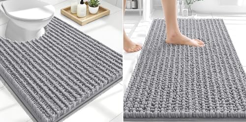 OLANLY Chenille Bath Rugs and Toilet Rugs U-Shaped, Thick Soft an...