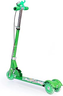 TRUE FIT®Roadmaster Runner Scooter for Kids 2+ Years Old by Zimic, Adjustable Height with 3 Multi-Color Flashing Wheels and Handlebar - Green, Toddler, Aluminum Frame