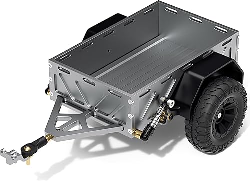 Aluminum 118 124 RC Trailer RC Crawler Trailer for 118 TRX4M 124 AXIAL SCX24 RC Car Crawler Upgrade Accessories (Titanium)