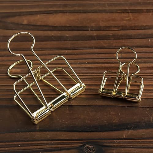 4 Stück goldfarbene 51 mm hohle Drahtbinder-Clips mit langem Schwanz, große Ordner- und Büroklammern, klein in der Größe und leicht, Clips, Klemmen, Büroprodukte, Klebeband, Klebstoffe und