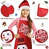 Hercicy 20 Pcs Kids Christmas Apron and Hat Set 10 Adjustable Children Christmas Chef Apron with Snowman Deer Gingerbread 10 Kids Santa Hat for Girl Boy Kitchen Cooking Baking Crafting Painting Party #2