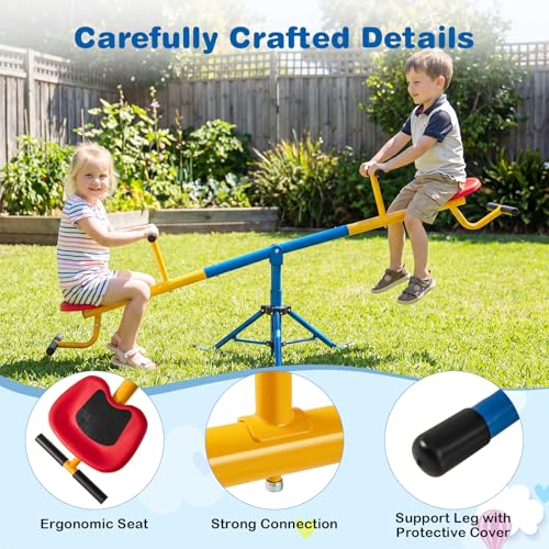 Costzon Teeter Totter Seesaw for Kids Outdoor, Preschool Swivel Seesaw Playground Equipment, 360 Degree Rotation, Indoor Outdoor Play Equipment for Toddlers, Suitable for Home, Backyard Gift Christmas - image 8
