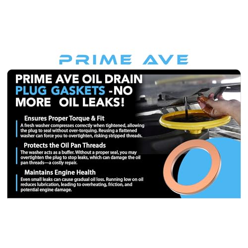 Image of Oil Drain Plug Washer Gaskets - 14mm Copper Crush Washer - Leak Free Oil Plug Gasket - Compatible /Replacement with Mercedes Part# 007603-014106 (Pack of 10)