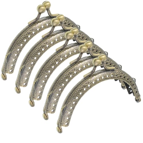 5 peças de moldura de bronze, fecho de metal beijo, fecho de moeda, moldura vintage para bolsa de arco, clipe de metal para carteira faça você mesmo, sacos de crochê, alça de costura