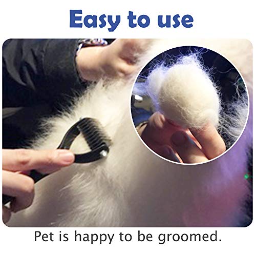 LUKACY Dog Brushes for Grooming, Cat Brush for Shedding and Grooming, Deshedding Brush Comb Remover Undercoat Rake Dematting Tool for Pet Small Large Long Hair Poodles 2 Sided(Yellow L)