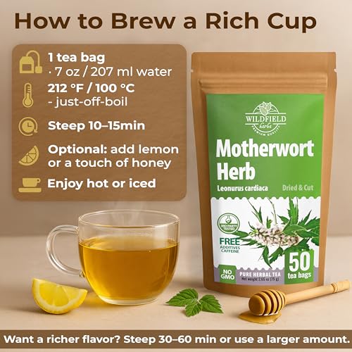 Image of 50 Bags Motherwort Tea Dried Motherwort Herb (Leonuri Herba) - 50 Tea Bags 1.5g Leonurus