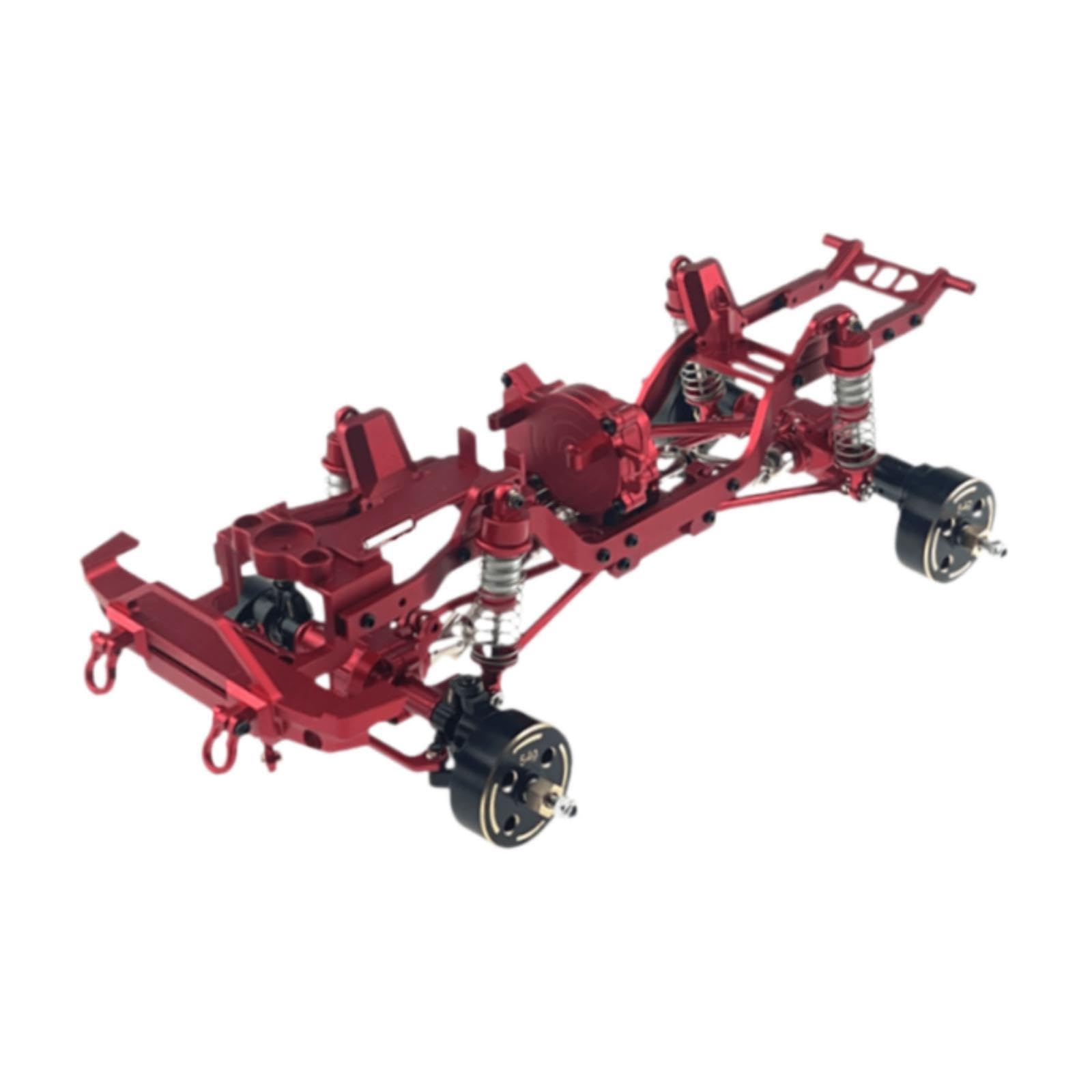 Chasis Metálico 1 18 Bastidor de Vehículo Estructura Chasis Soporte con Ruedas Mecanizado de Precisión y Conexiones Compatibilidad con, Rojo
