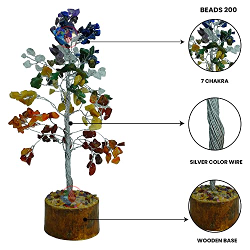 Image of REMEDYWALA Charged Seven Chakra Crystal Tree for Reiki HealingTree (200 Beads)