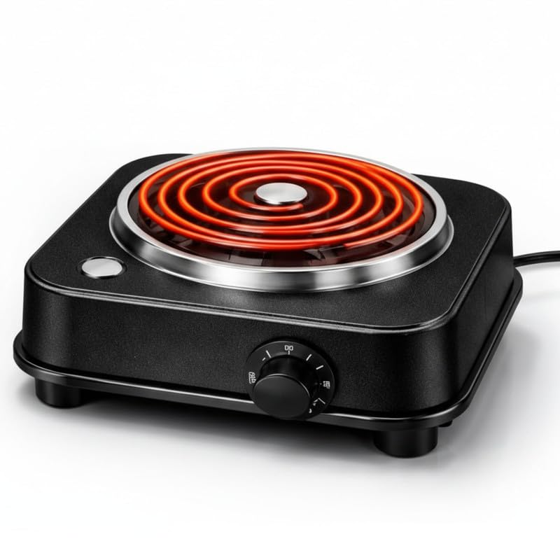 Drumstone (𝐒𝐩𝐞𝐜𝐢𝐚𝐥 20 𝐘𝐞𝐚𝐫𝐬 𝐖𝐚𝐫𝐫𝐚𝐧𝐭𝐲) Portable 2000W Electric G Coil Stove with Stand, Fast Heating Cooktop for Kitchen, Home, Restaurant Cooking, Durable Black Design-picture-17