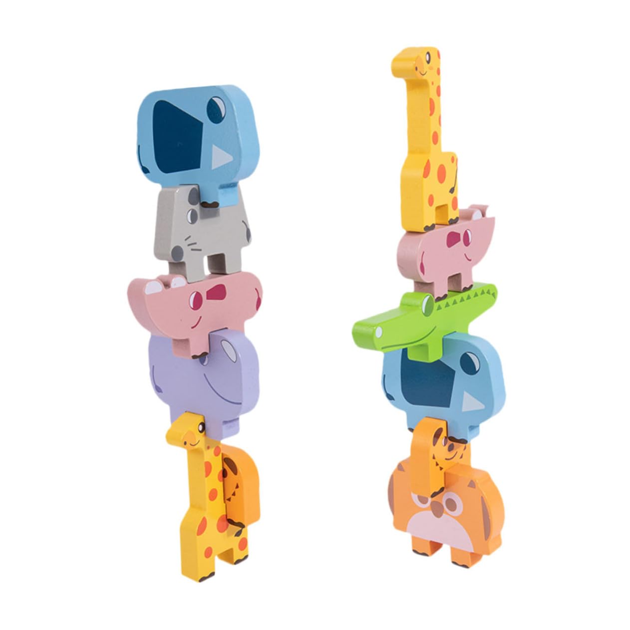 Juguete Educativo de Bloques Apilables para Niños Animales, Material Sintético y Colores Variados, Adecuado para Estimular la Capacidad Cognitiva Interacción Familiar