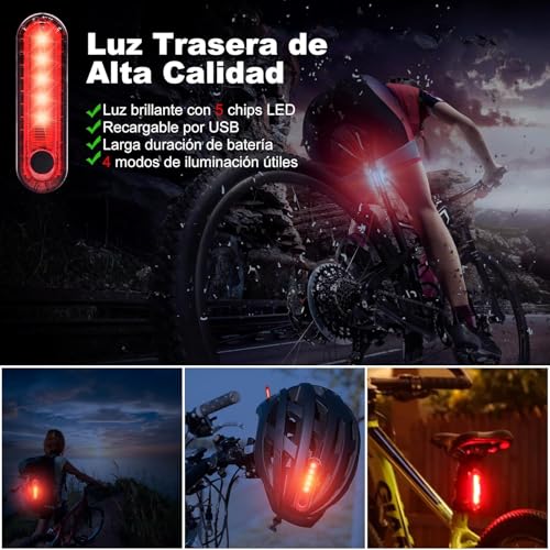 Luz para bicicleta recargable 5 Imagen adicional