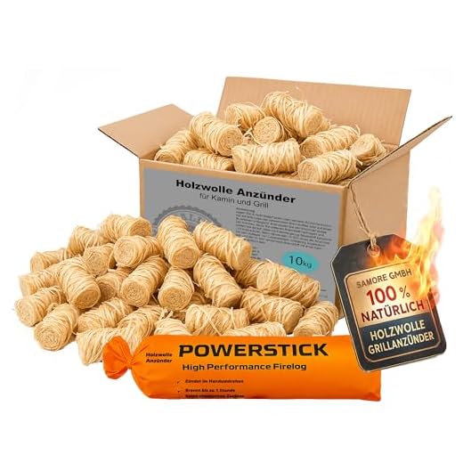 Samore 10 kg Öko (ca. 800 Stck) Kaminanzünder inkl. XXL Powerstick Grillanzünder Anzündwolle Holzwolle Anzünder Zündwolle