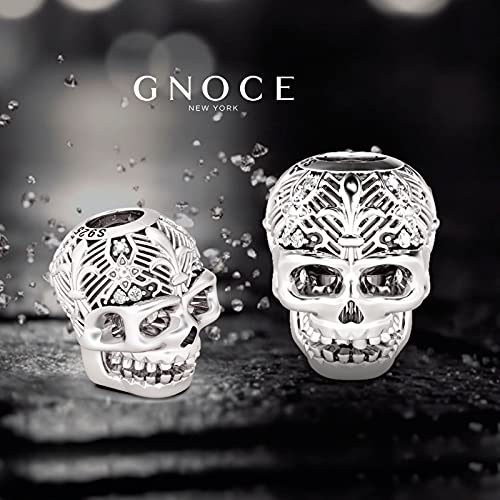 Image of GNOCE Skull Pendant Charm Silver Dangle Charms Bead fit Bracelet /Necklace Jewelry Gift for Women Men