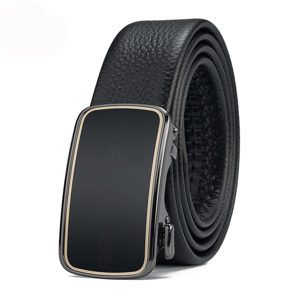 Mens Automatic Buckle Leather Belt Alloy Cowhide Business