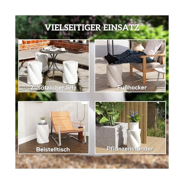 Outsunny Keramik Sitzhocker Spiralform Weiß