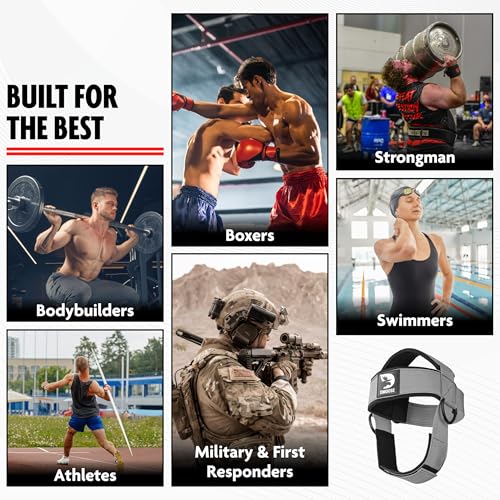 Image of DMoose Fitness Neck Head Harness Resistance Training. Extra-Heavy D-Rings Steel Chain, Comfort Fit Neoprene, Superior Saddle Stitching. Build A Thicker Neck Durable Exercise Neck Strap