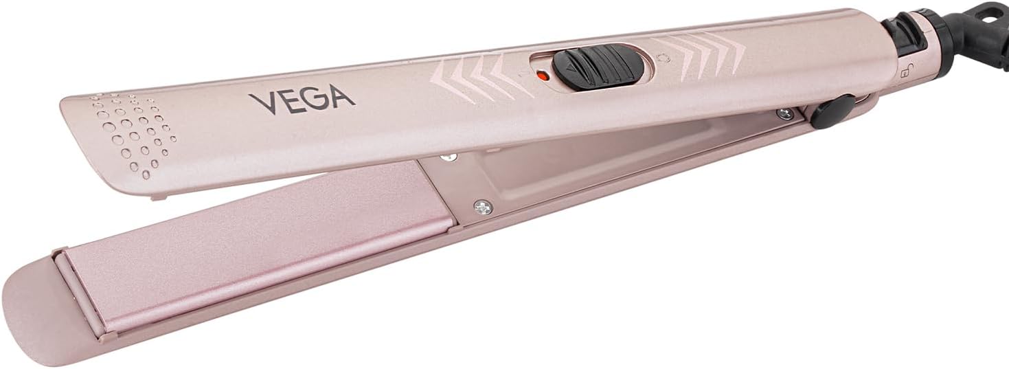 Vega K Shine Hair Straightener for Women with Keratin Infused Plates to Minimise Hair Damage, Heat upto 200ยฐC, Power Indicator Light, Rose Gold, (VHSH-28)