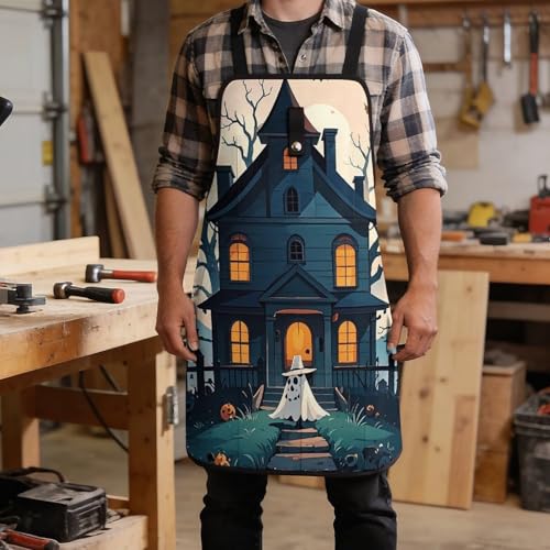Delantal con diseño de Halloween con bolsillos y ajuste miniatura 5