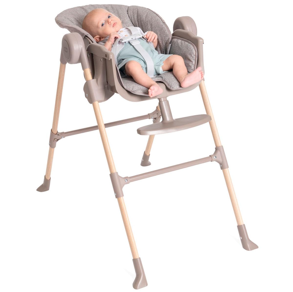 Chicco Polly Essential Wysokie Krzesełko Dla Dzieci od 0 miesięcy do 15 kg, Wysokie krzesełko z odchylanym oparciem, Regulacja wysokości, Kompaktowe składanie, Tapicerka z recyklingu