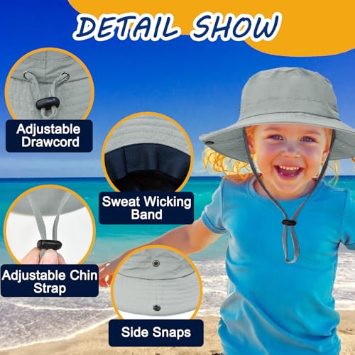 Image of Outdoor Kids Sun Hat UPF 50+ Quick Dry Foldable Bucket Hat Lightweight Adjustable Fishing Safari Hat for Girls and Boys