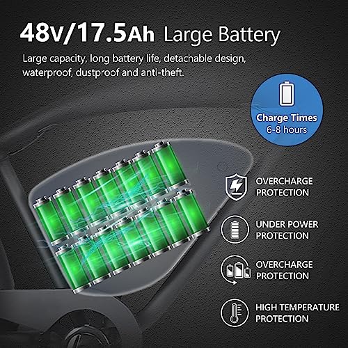 1200W Electric Bike For Adults, 26" Fat Tire Ebike With 48V 17.5Ah Battery, 37Mph Electric Commuter City Cruiser Bicycle For Women And Men Trail Riding #TOP2