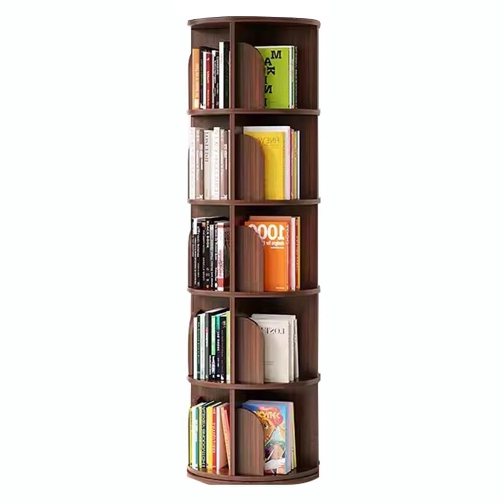 2/3/4/5/6-Tier Revolving Bookshelf Round 360 Display Round Bookshelf Narrow Swivel Corner Book Shelf Bookcase Storage Rack Organizer For Bedroom, Living Room, Study Room(50 * 159cm)