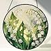 LIIJII Stained Glass Window Hanging Lily of The Valley Suncatcher, 7.87″ Sun Catchers Indoor Window Stained Glass Decor, for Women Mom Grandma Flower Plant Lovers