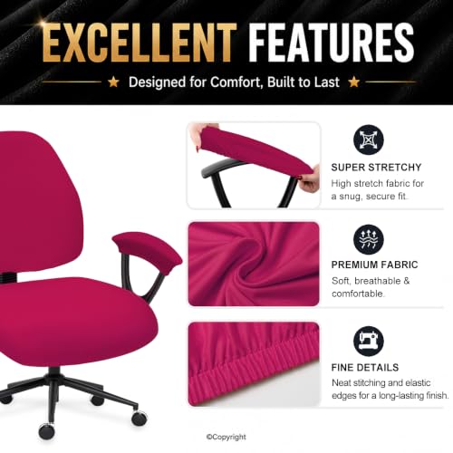 Image of Super Stretchable Separate Office Chair Seat Covers - Universal Spandex Computer Chair Slipcover - Rotating Backrest Coverings & Cushion Protectors & Armrest Covers for Dogs, Cats, Pets