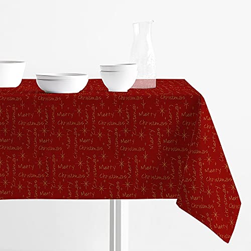 INTRECCI Tovaglia Antimacchia Rettangolare Natale Jacquard Lurex Disponibile in più Colori e Misure, Tovaglia Merry Christmas Natalizia Resistente Alle Macchie (Bordeaux, 140x360 cm)