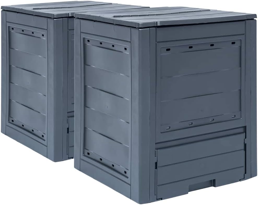 vidaXL Garden Composter Grey Plastic 137.1 gal UV-Resistant Materials