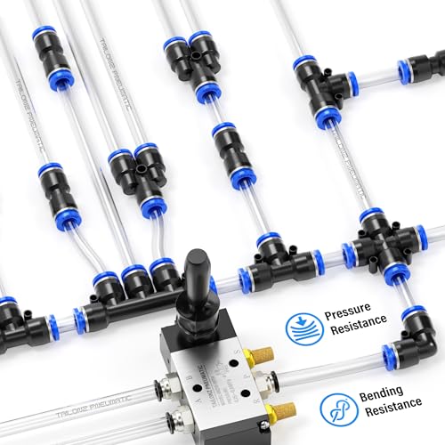Image of TAILONZ PNEUMATIC Clear 1 /4 Inch OD 10 Meter 32.8ft PU Polyurethane Air Tubing Kit Pipe Hose Air Line Tubing Air Hose Fittings Push to Connect Fittings(27PCS)