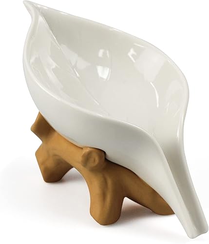 Jabonera de hoja para ducha, soporte de jabón de cerámica con tocón de baño, soporte para plato de anillo de baño, para joyas, compromiso, boda,