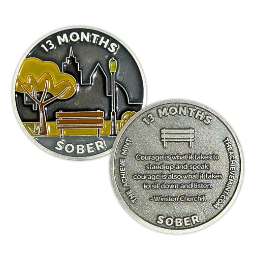 Image of The Achieve Mint 13 Months Sober Token | Thirteen Months Sober Chip | Non-AA Gift, Non-Religious Medallions for Men and Women Celebrating Sobriety