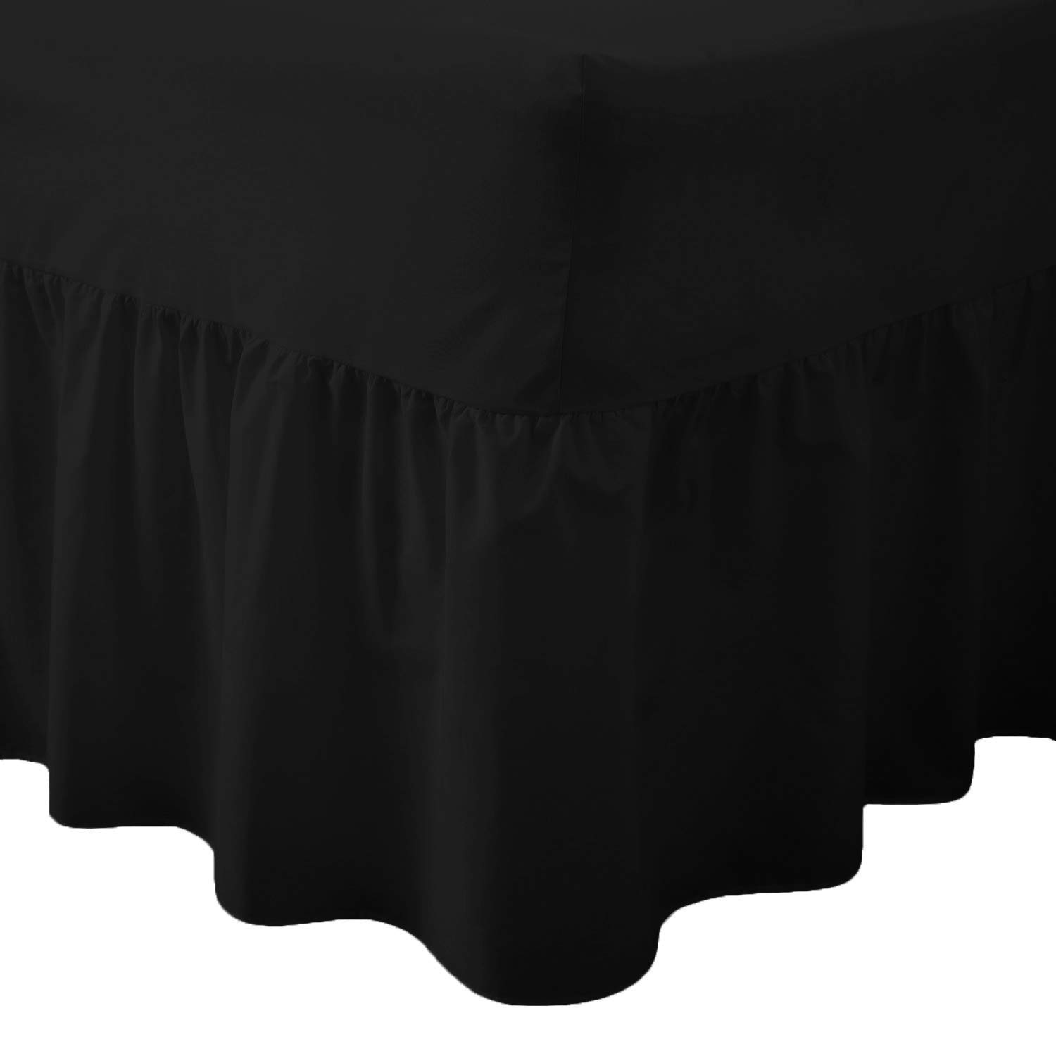Comfy Nights Black Plain Dyed Polycotton Easy Care Valance Fitted Sheet In 19 Colors (King, )